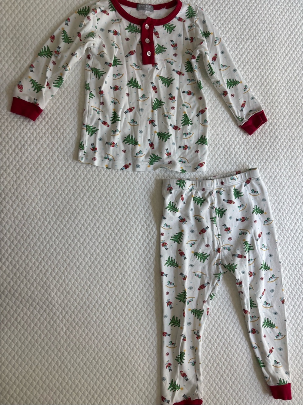 Baby Bliss Kids Christmas Holiday Pajama Set with Red Trim